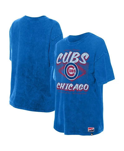 New Era Women's Blue Chicago Cubs Mineral Wash Oversized T-Shirt