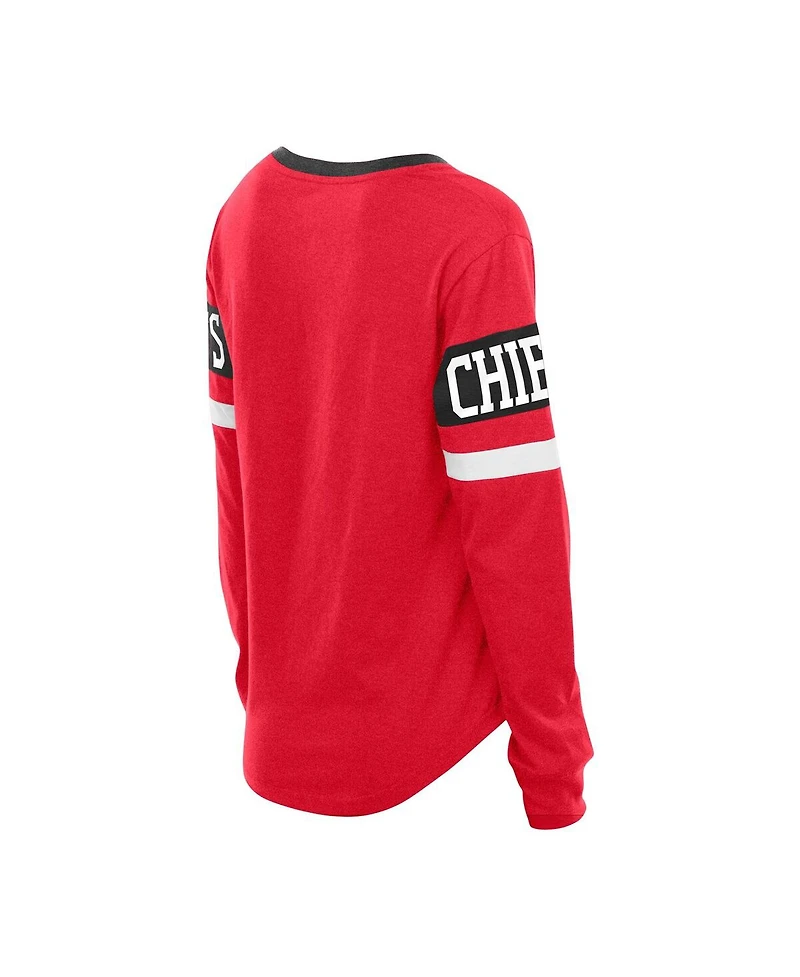 New Era Women's Red Kansas City Chiefs Throwback Lace-Up Long-Sleeve T-Shirt