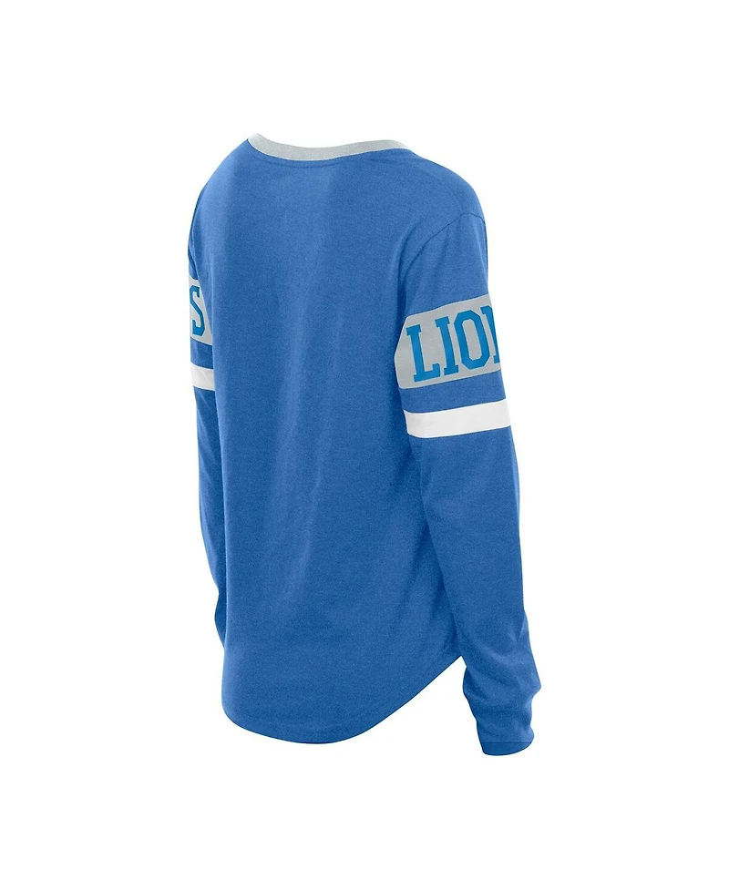New Era Women's Blue Detroit Lions Throwback Lace-Up Long-Sleeve T-Shirt