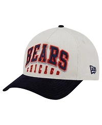 New Era Men's Cream/Navy Chicago Bears Bear Two-Tone Sided Corduroy 9FORTY A-Frame Adjustable Hat