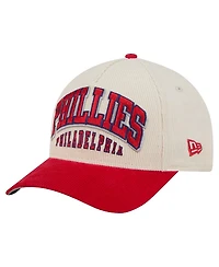 New Era Men's Cream/Red Philadelphia Phillies Sided Corduroy 9FORTY A-Frame Adjustable Hat