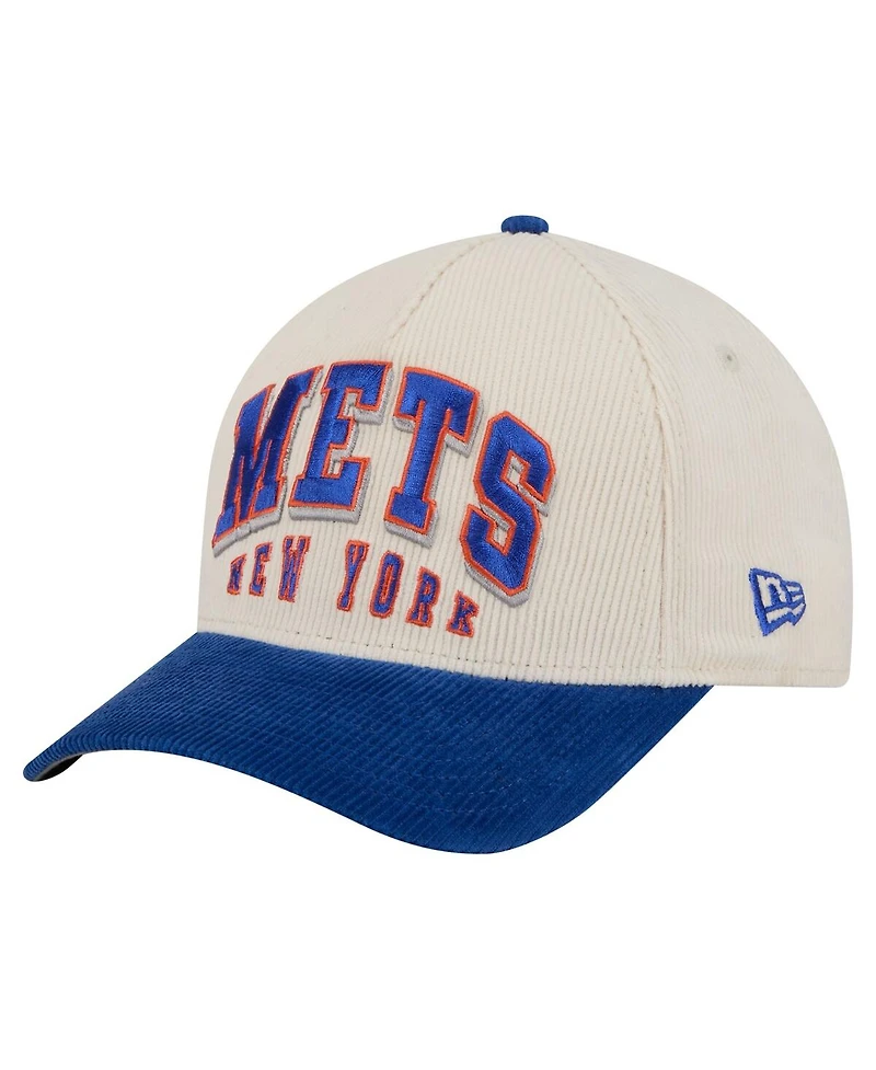 New Era Men's Cream/Royal New York Mets Sided Corduroy 9FORTY A-Frame Adjustable Hat