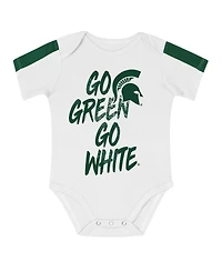 Outerstuff Baby Boys and Girls 3-Piece Green/White Michigan State Spartans Double Down Bodysuit Pants Set