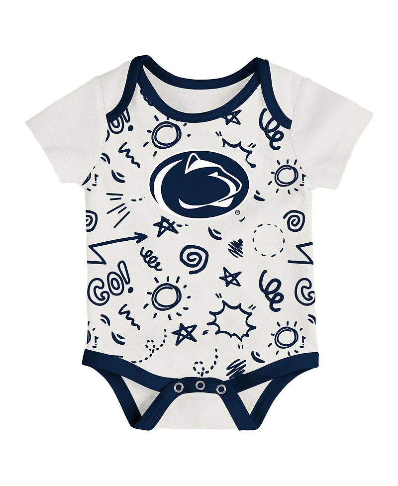 Outerstuff Baby Boys and Girls 3-Pack Penn State Nittany Lions All Day Play Bodysuit Set