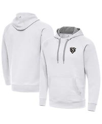 Antigua Men's White Chicago Bears Brushed Carbon Victory Pullover Hoodie
