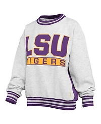 Pressbox Women's Heather Gray/Purple Lsu Tigers Endzone Crewneck Sweatshirt