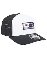 New Era Men's White/Black Baltimore Ravens Established Patch 9SEVENTY Adjustable Hat