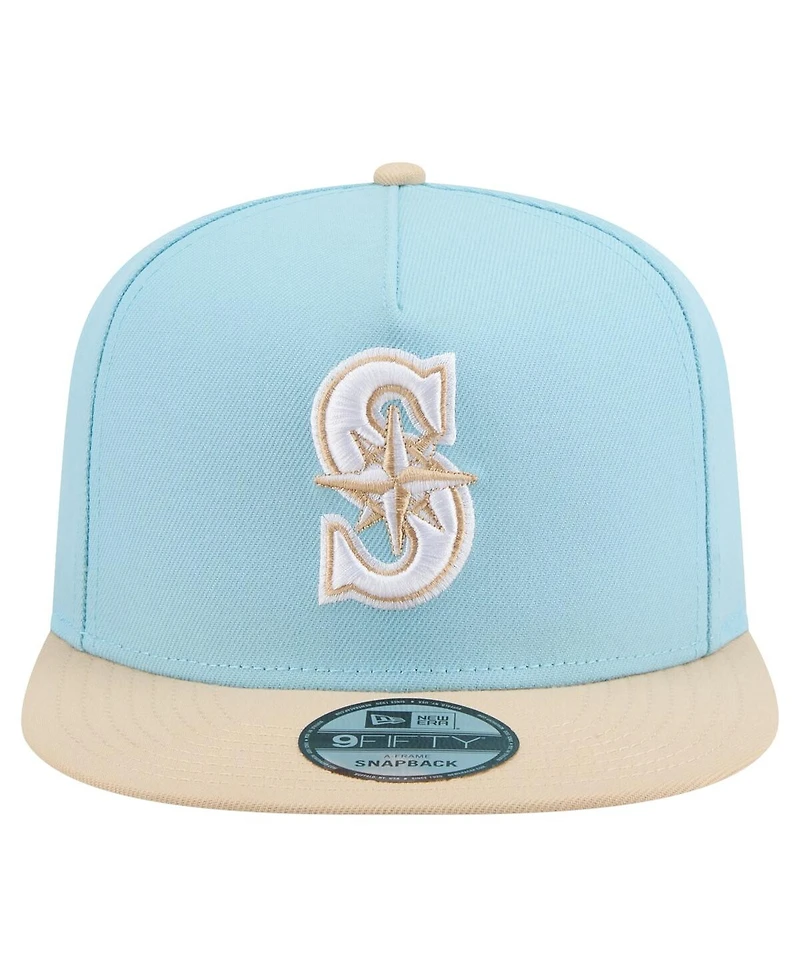 New Era Men's Light Blue/Light Beige Seattle Mariners Color Pack A-Frame 9FIFTY Snapback Hat