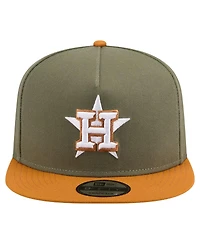 New Era Men's Olive/Brown Houston Astros Color Pack A-Frame 9FIFTY Snapback Hat