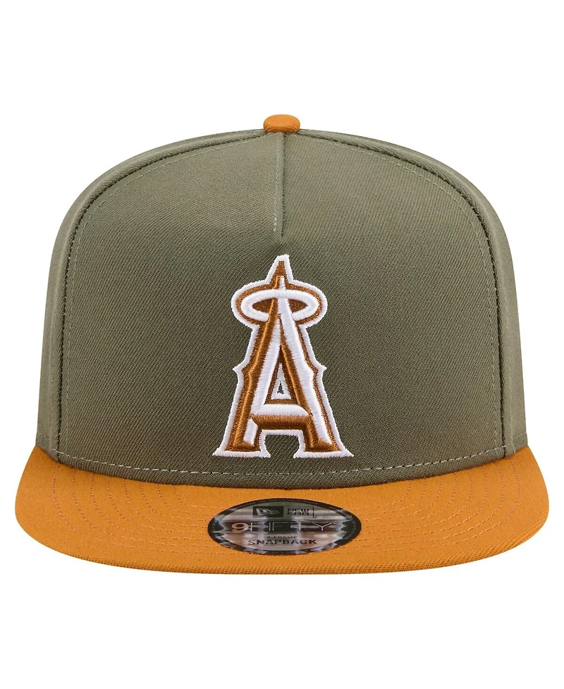 New Era Men's Olive/Brown Los Angeles Angels Color Pack A-Frame 9FIFTY Snapback Hat