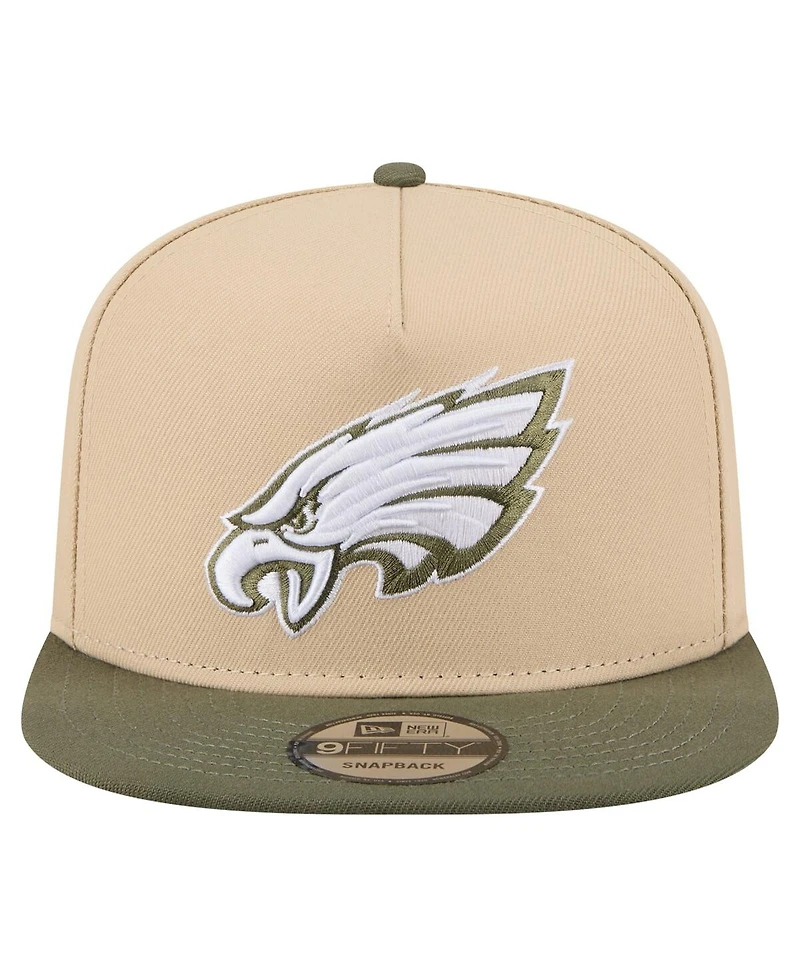 New Era Men's Khaki/Olive Philadelphia Eagles Color Pack A-Frame 9FIFTY Snapback Hat