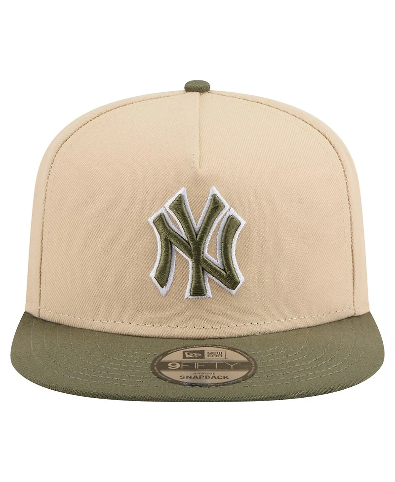 New Era Men's Light Beige/Olive New York Yankees Color Pack A-Frame 9FIFTY Snapback Hat