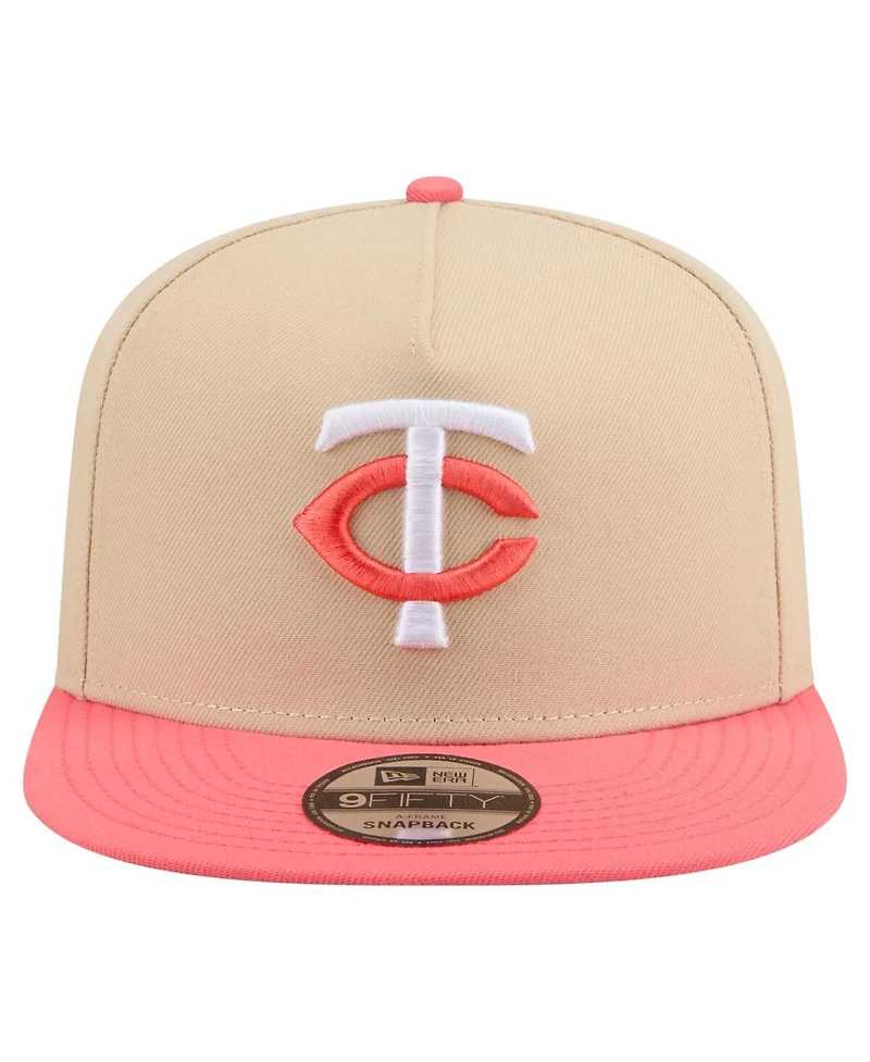New Era Men's Light Beige/Coral Minnesota Twins Color Pack A-Frame 9FIFTY Snapback Hat