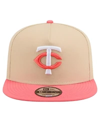 New Era Men's Light Beige/Coral Minnesota Twins Color Pack A-Frame 9FIFTY Snapback Hat