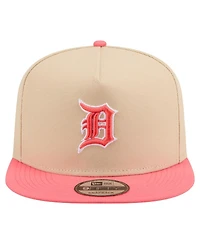 New Era Men's Light Beige/Coral Detroit Tigers Color Pack A-Frame 9FIFTY Snapback Hat