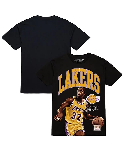 Mitchell & Ness Men's Magic Johnson Black Los Angeles Lakers Hardwood Classics Player Arch T-Shirt