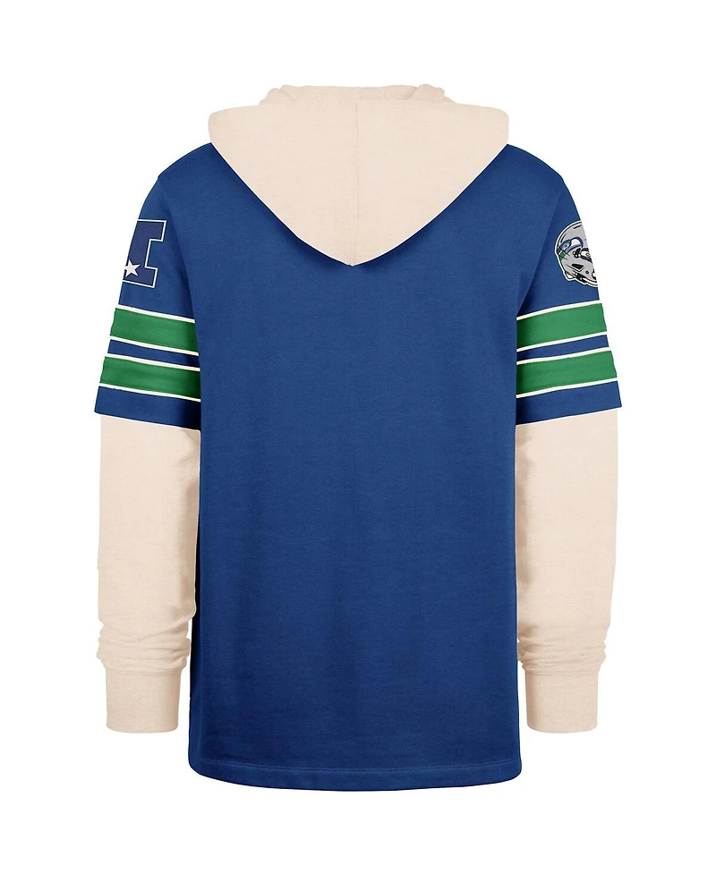 '47 Brand Men's Blue Seattle Seahawks Throwback Split Zone Cornerback Duo Hoodie