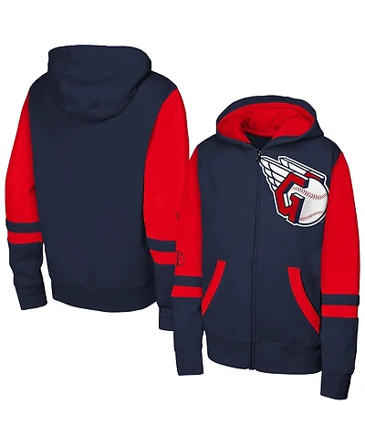 Outerstuff Men's Navy Cleveland Guardians Stadium Color Block Full-Zip Hoodie