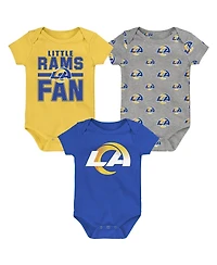 Outerstuff Newborn 3-Piece Los Angeles Rams Little Tike Bodysuit Set