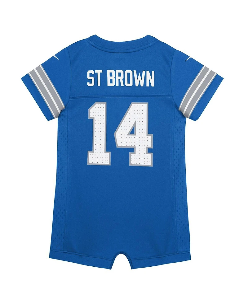 Nike Baby Boys and Girls Amon-Ra St. Brown Blue Detroit Lions Game Romper Jersey
