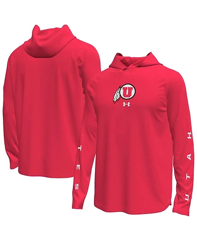 Under Armour Men's Red Utah Utes Tech Stretch Long-Sleeve Hooded T-Shirt
