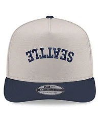 New Era Men's Cream/Navy Seattle Mariners Upside Down City Name A-Frame 9FIFTY Snapback Hat