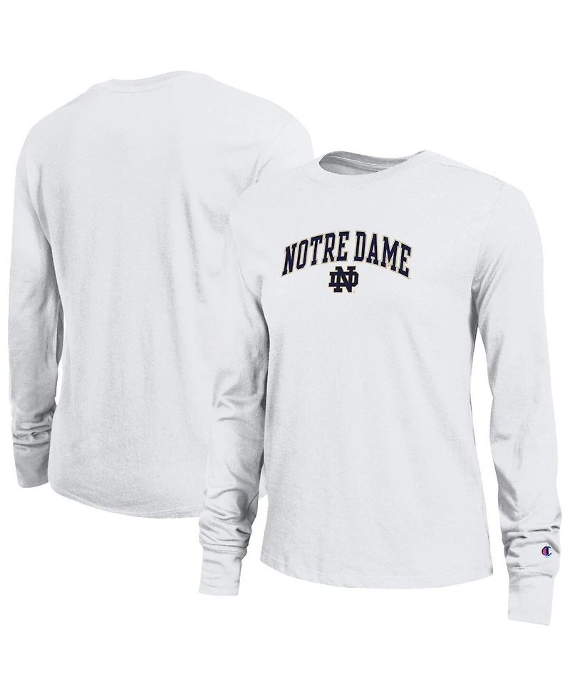 Champion Women's White Notre Dame Fighting Irish Arch Over Logo Long Sleeve T-Shirt