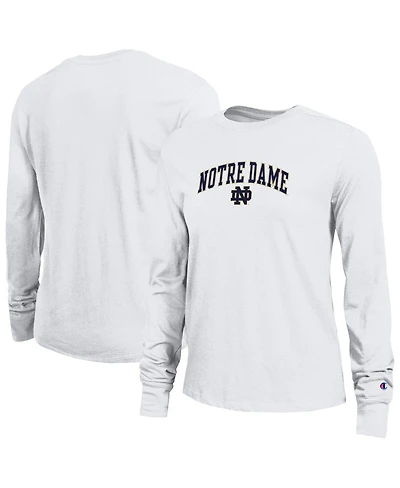 Champion Women's White Notre Dame Fighting Irish Arch Over Logo Long Sleeve T-Shirt