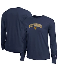 Champion Women's Navy West Virginia Mountaineers Arch Over Logo Long Sleeve T-Shirt