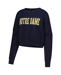 Hype and Vice Women's Navy Notre Dame Fighting Irish Oversized Cropped Ivy Knit Pullover Sweater