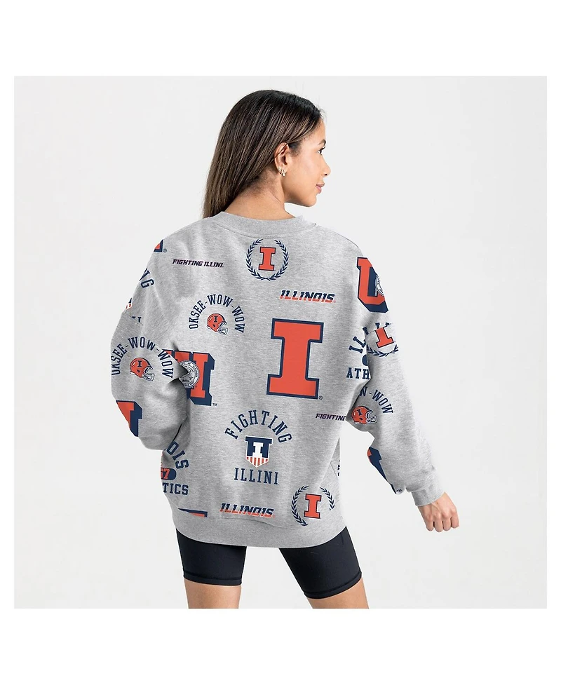 Gameday Couture Women's Gray Illinois Fighting Illini Always on Repeat Fleece Sweatshirt