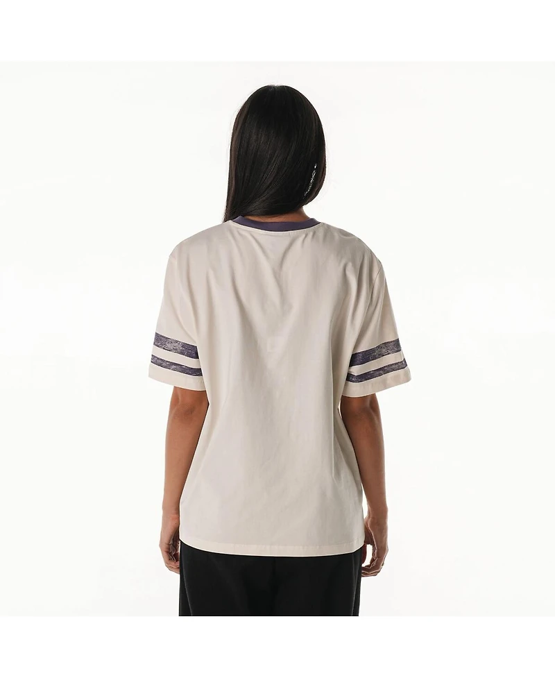 The Wild Collective Women's Cream Baltimore Ravens Vintage Drop Shoulder Oversized Boyfriend T-Shirt