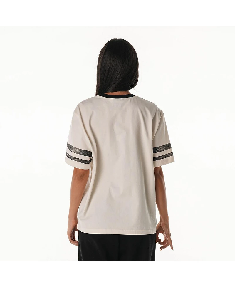The Wild Collective Women's Cream Philadelphia Eagles Vintage Drop Shoulder Oversized Boyfriend T-Shirt