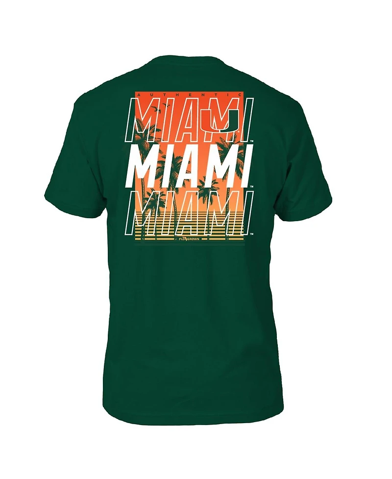 FLoGrown Men's Green Miami Hurricanes Repeat Poster T-Shirt
