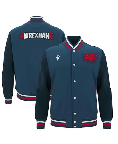 Macron Men's Navy Wrexham Anthem Full-Snap Varsity Jacket