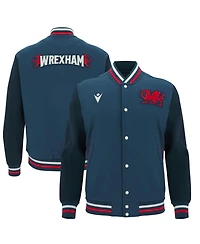 Macron Men's Navy Wrexham Anthem Full-Snap Varsity Jacket