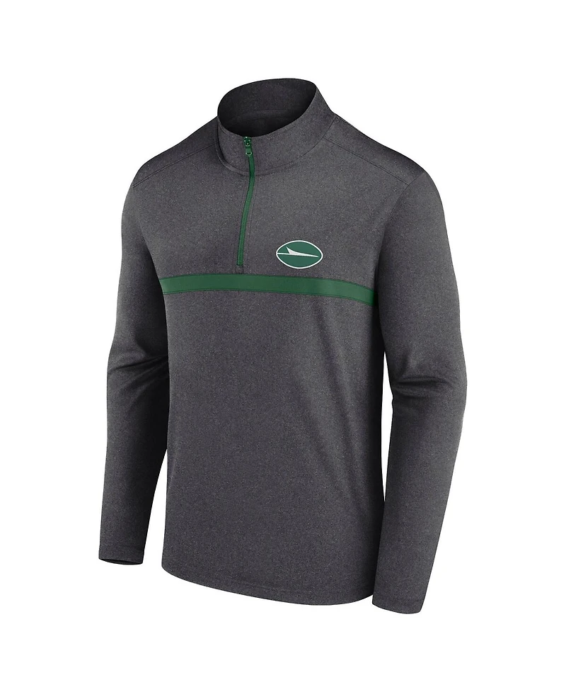 Fanatics Men's Heather Charcoal New York Jets Head-to-Head Quarter-Zip Pullover