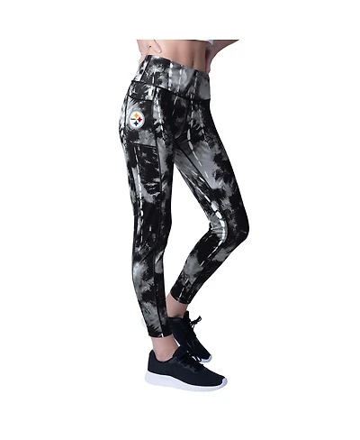 Msx by Michael Strahan Women's Black Pittsburgh Steelers Serena Tie-Dye Leggings