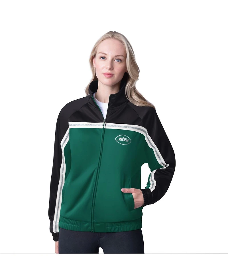 G-iii 4Her by Carl Banks Women's Green New York Jets Post Game Full-Zip Track Jacket