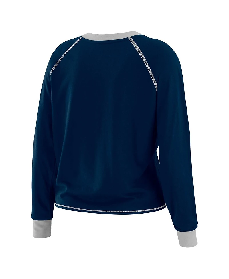 Wear by Erin Andrews Women's Navy/ Dallas Cowboys Tie-Front Long Sleeve Top