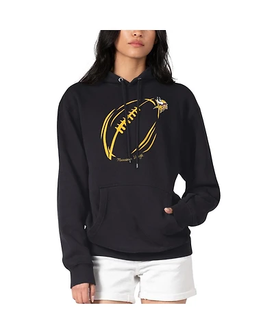 G-iii 4Her by Carl Banks Women's Black Minnesota Vikings Football Logo Fleece Tri-Blend Pullover Hoodie
