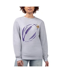 G-iii 4Her by Carl Banks Women's Heather Gray Minnesota Vikings Football Logo Graphic Fleece Tri-Blend Pullover Sweatshirt
