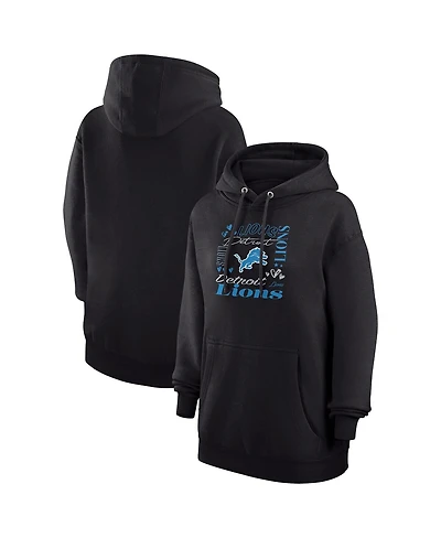 G-iii 4Her by Carl Banks Women's Black Detroit Lions Collage Graphic Fleece Pullover Hoodie