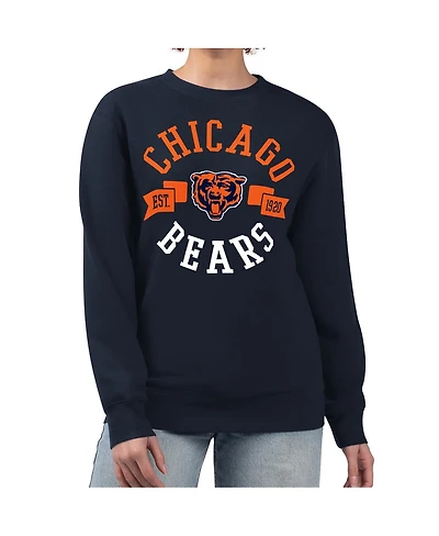 G-iii 4Her by Carl Banks Women's Navy Chicago Bears Large Team Graphic Fleece Pullover Sweatshirt