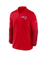 Nike Men's Red New England Patriots Sideline Dri-fit Half-Zip Pullover Hoodie