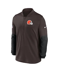 Nike Men's Brown Cleveland Browns Sideline Dri-fit Half-Zip Pullover Hoodie