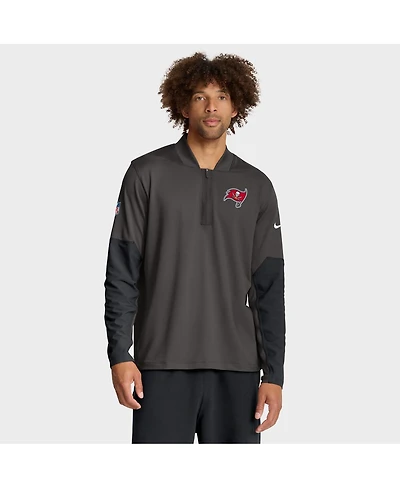 Nike Men's Pewter Tampa Bay Buccaneers Sideline Dri-fit Half-Zip Pullover Hoodie