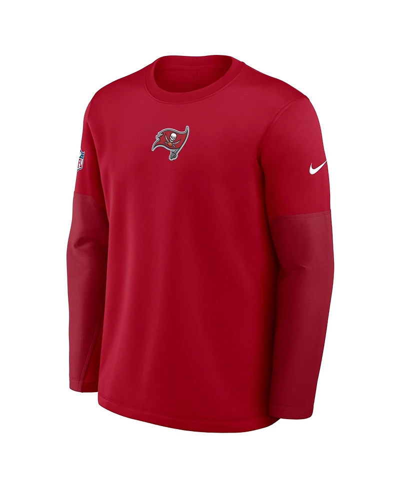 Nike Men's Red Tampa Bay Buccaneers Sideline Coach Therma-fit Long Sleeve T-Shirt