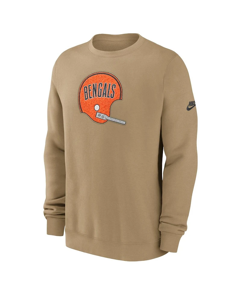 Nike Men's Tan Cincinnati Bengals Swing Pass Rewind Club Pullover Sweatshirt