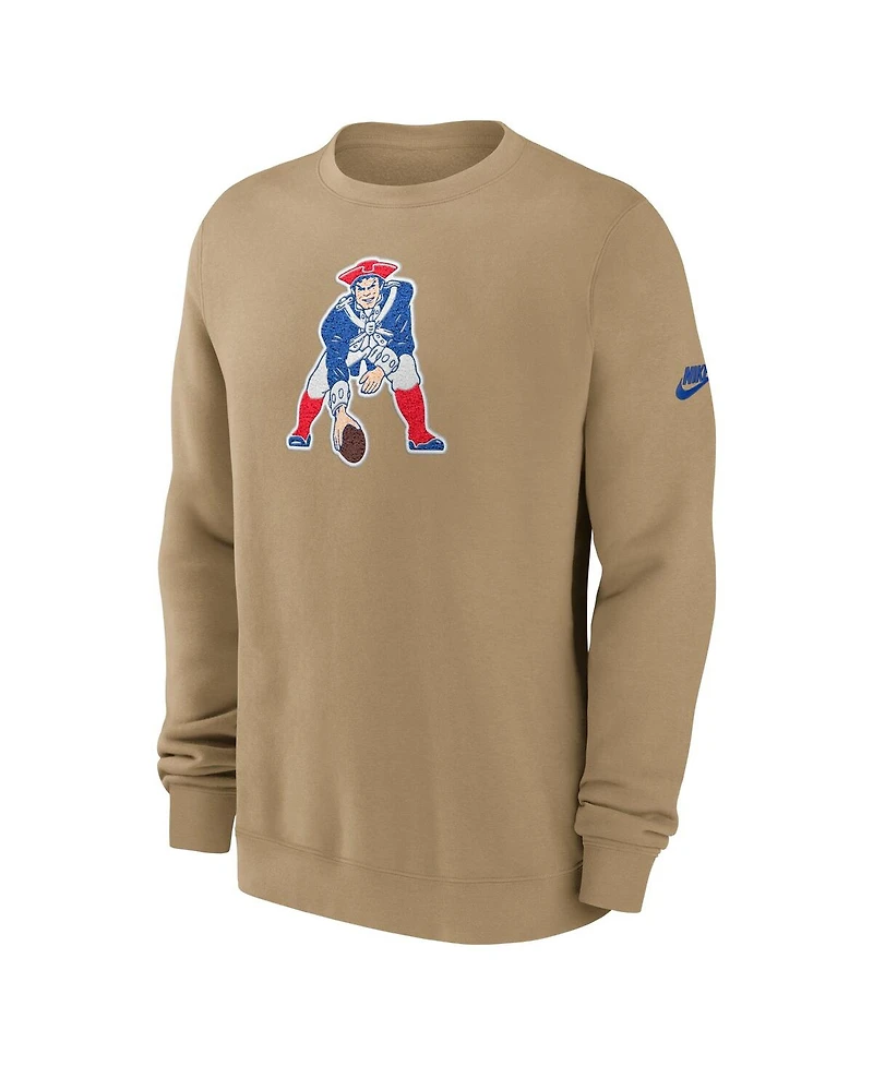 Nike Men's Tan New England Patriots Swing Pass Rewind Club Pullover Sweatshirt